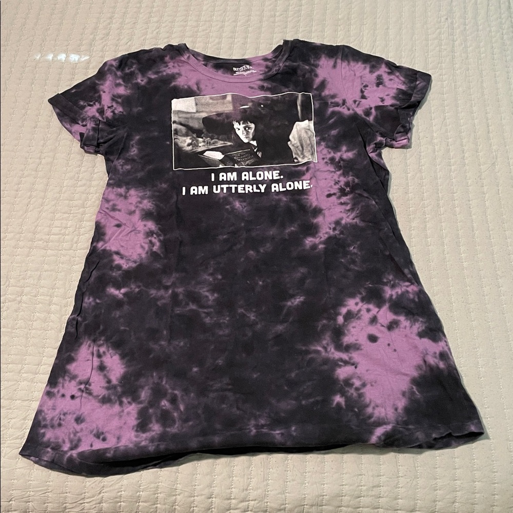 Lydia Beetlejuice Purple and Black Tie-Dye Graphic T-Shirt (extra long)